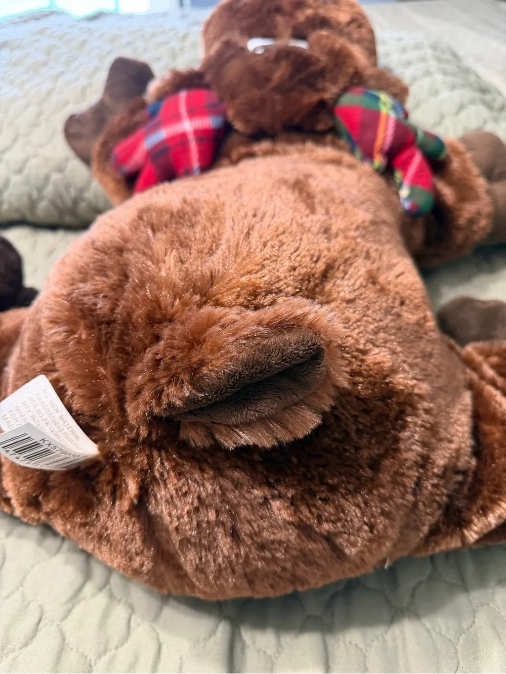 Dan Dee Collector’s Choice Brown Plush Moose Stuffed Animal with Plaid Antlers